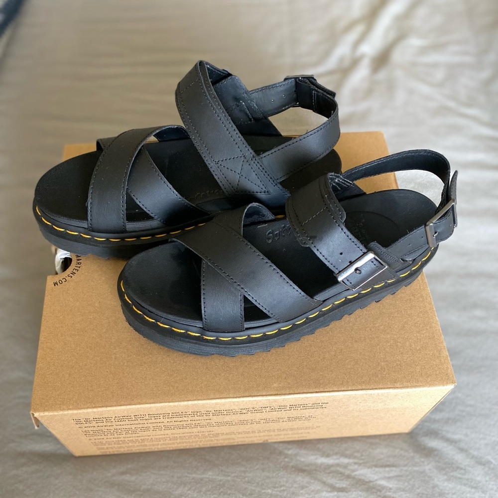 Women’s Dr Martens vegan voss II leather cross strap sandal